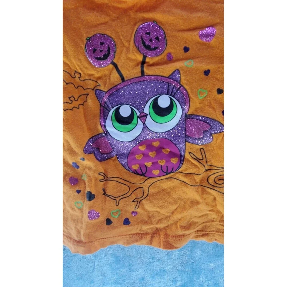 18 Months Owl Orange Halloween Glitter Pumpkin Hearts Bats Cute Shirt